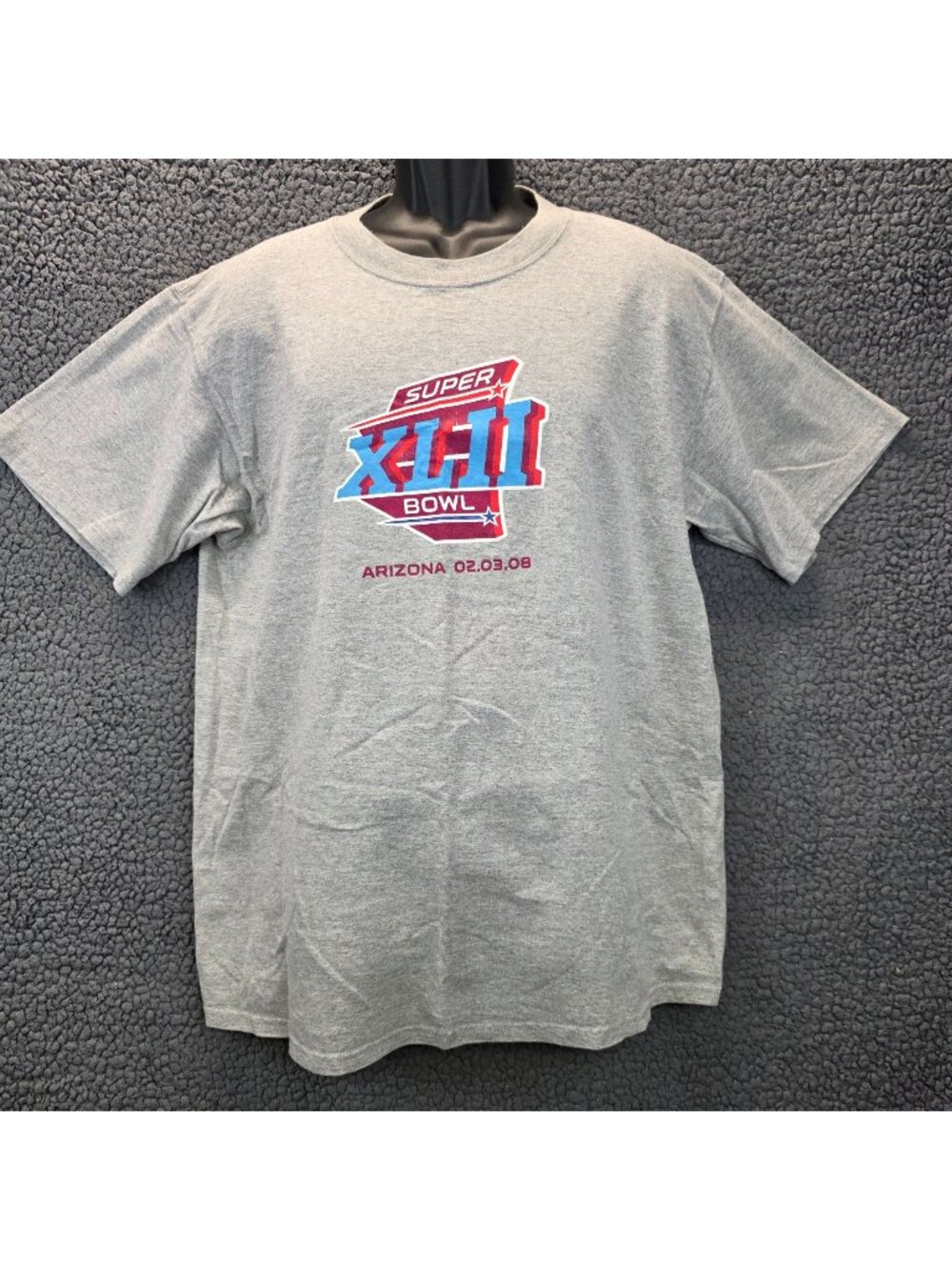 2008 NFL Super Bowl XLII Arizona Tee L Gray Sporty Streetwear Retro Blokecore